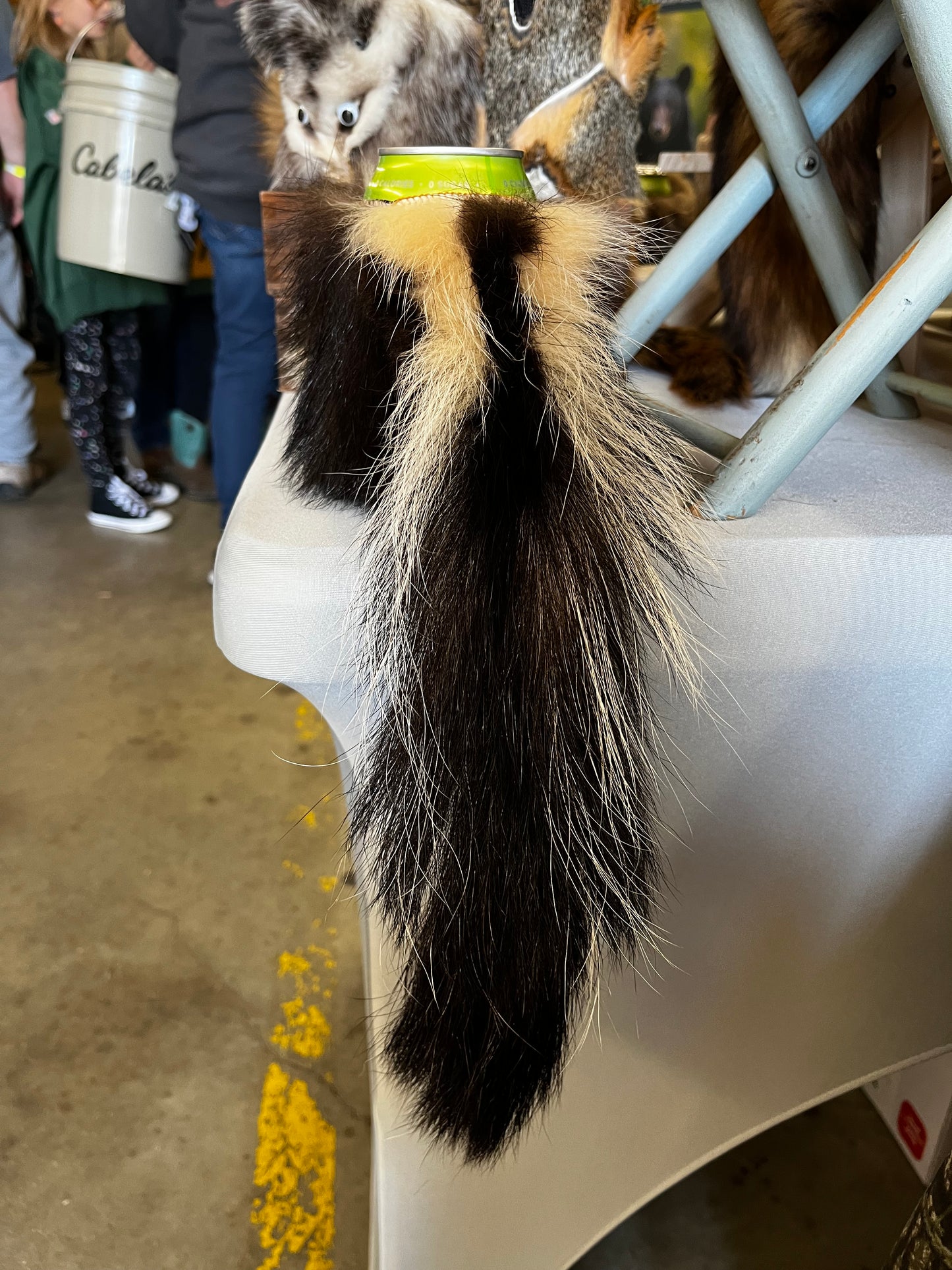 Skunk fur Can Cooler with Eyes & Face & Tail