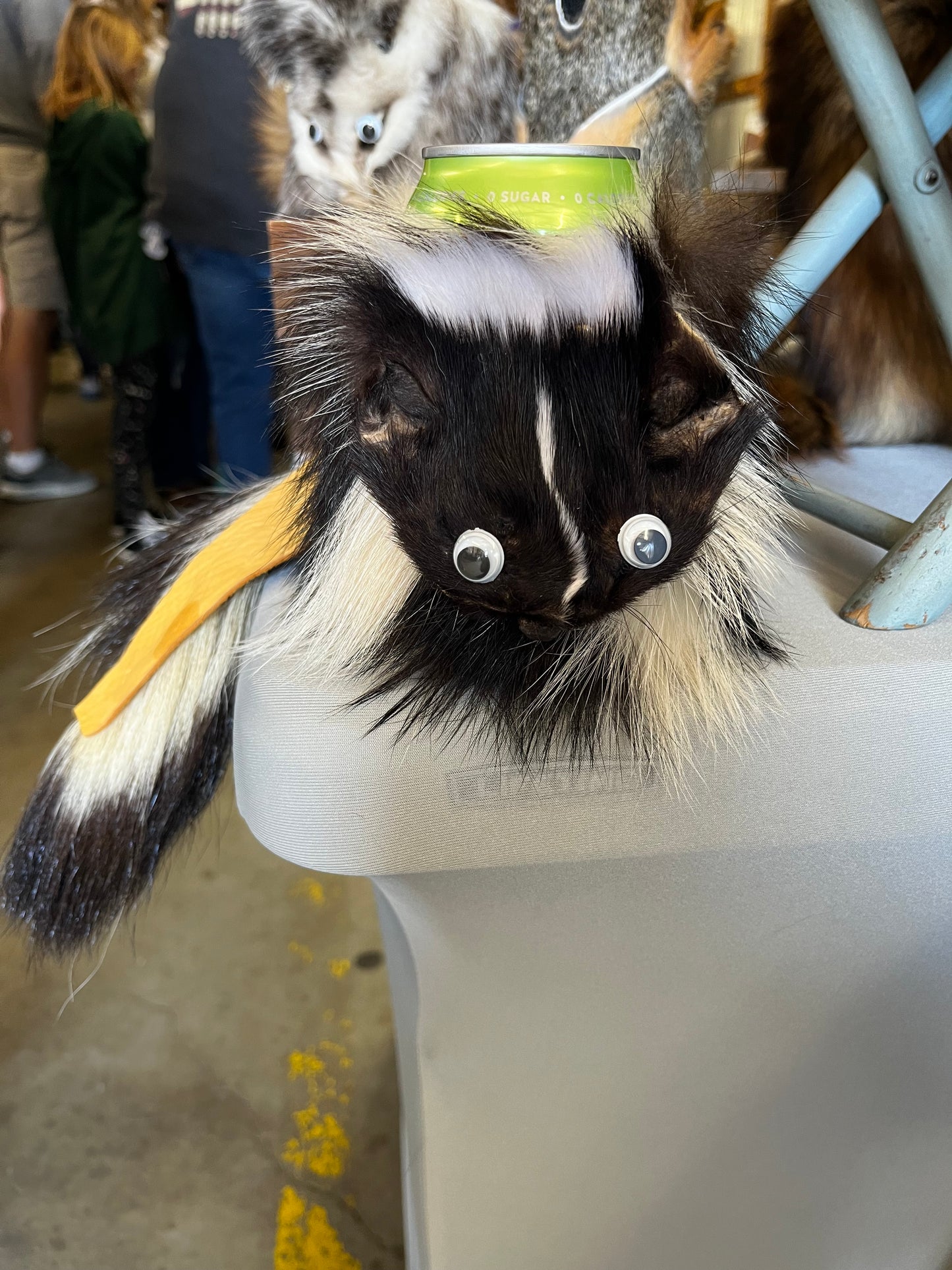 Skunk fur Can Cooler with Eyes & Face & Tail