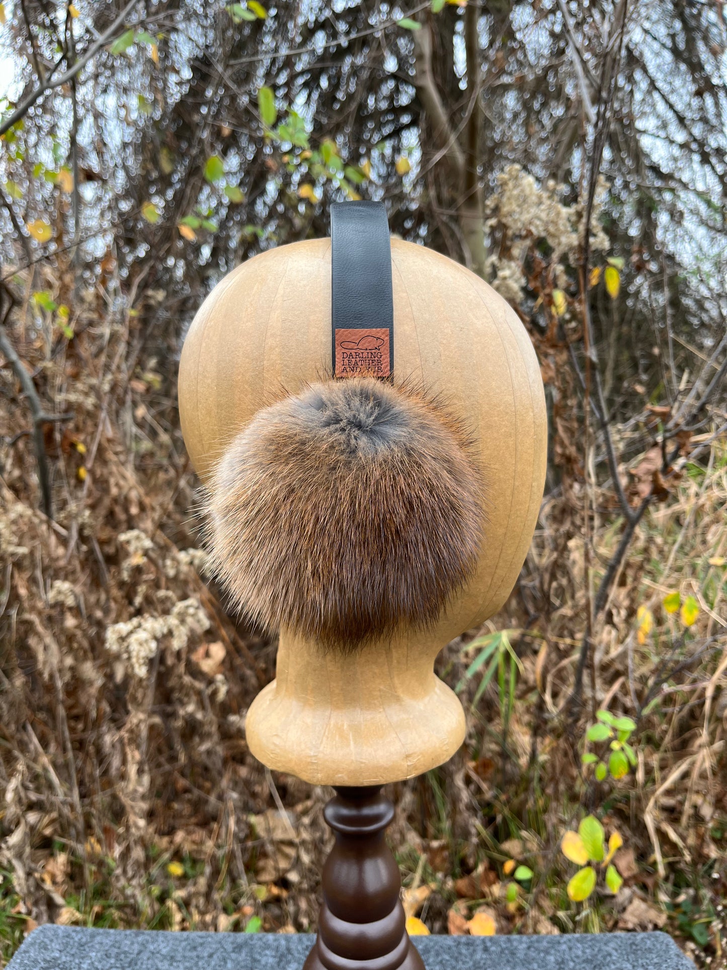 Muskrat fur (Back fur) Earmuffs lined with Plucked & Sheared Beaver fur