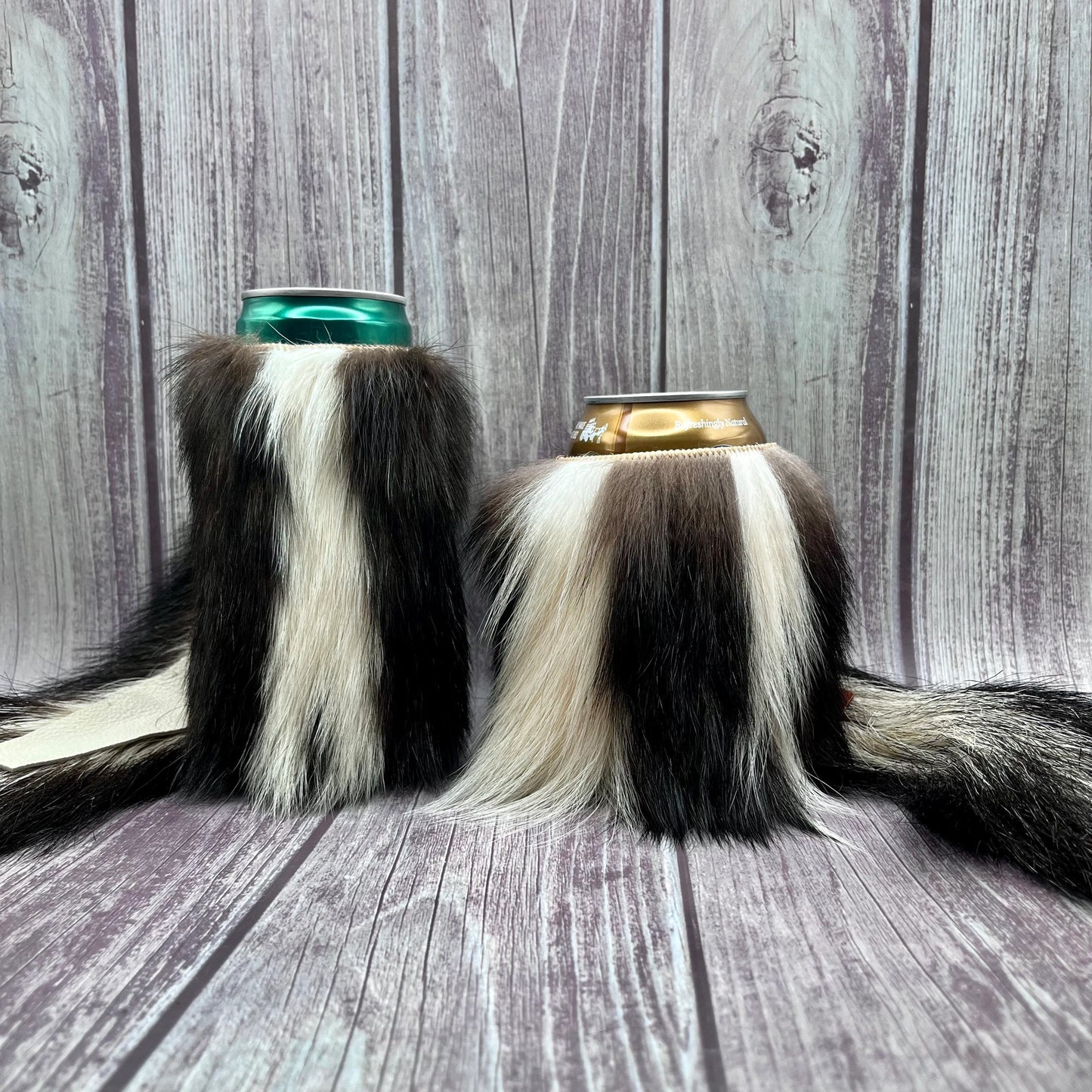 Skunk fur Can Cooler with grade B tail