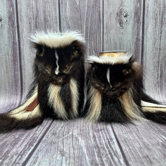 Skunk fur can cooler with Face & Tail