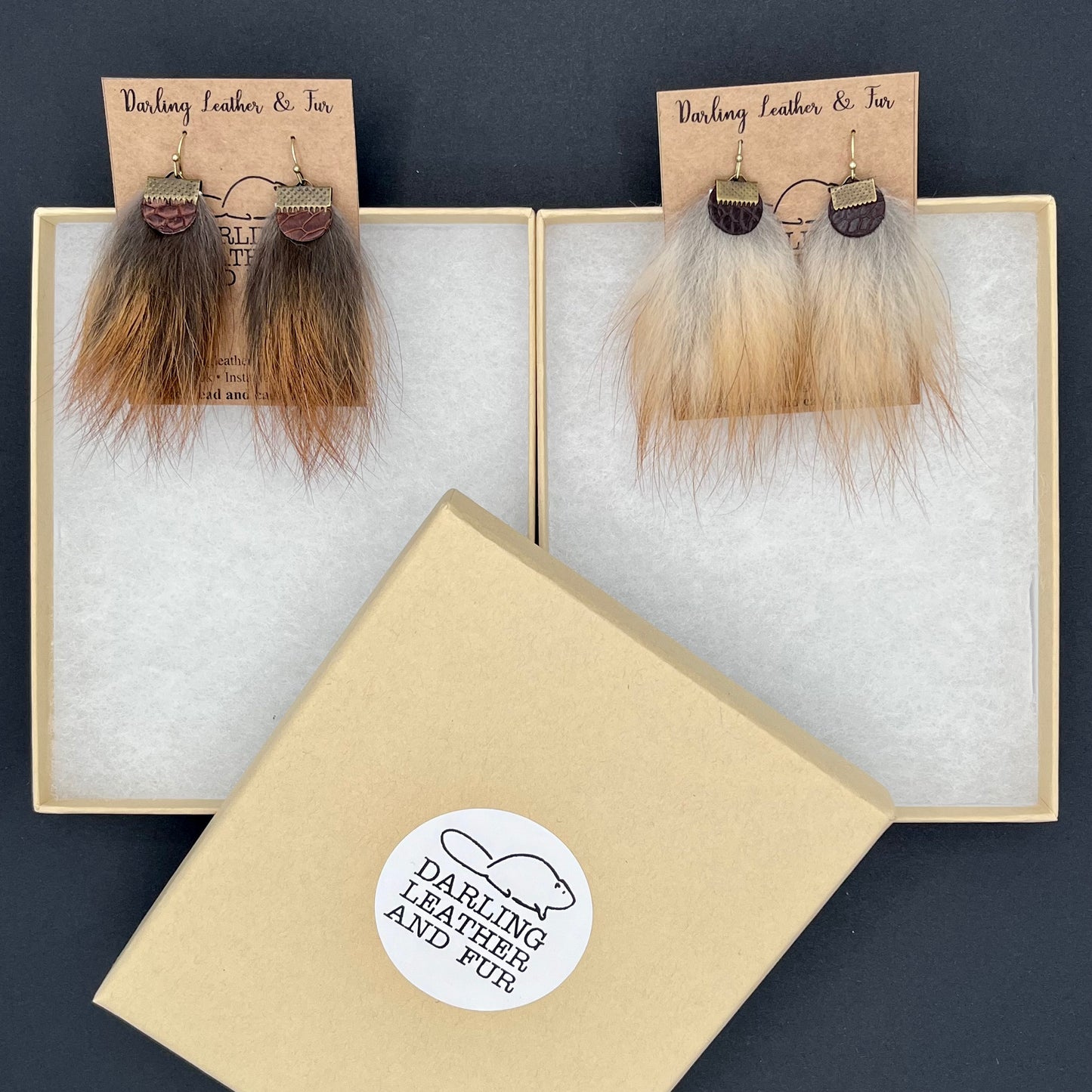 Red Fox and Beaver Tail Earrings