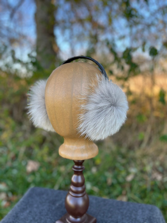 Coyote (light color) fur Earmuffs lined with Plucked & Sheared Beaver fur