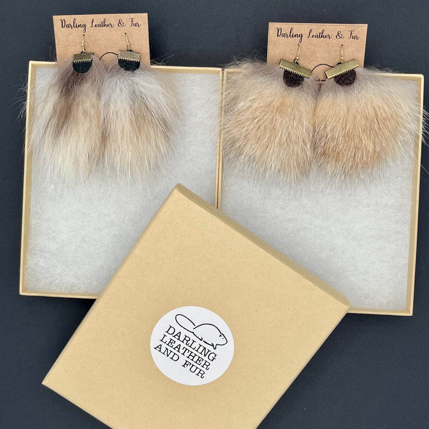 Bobcat and Beaver Tail Earrings
