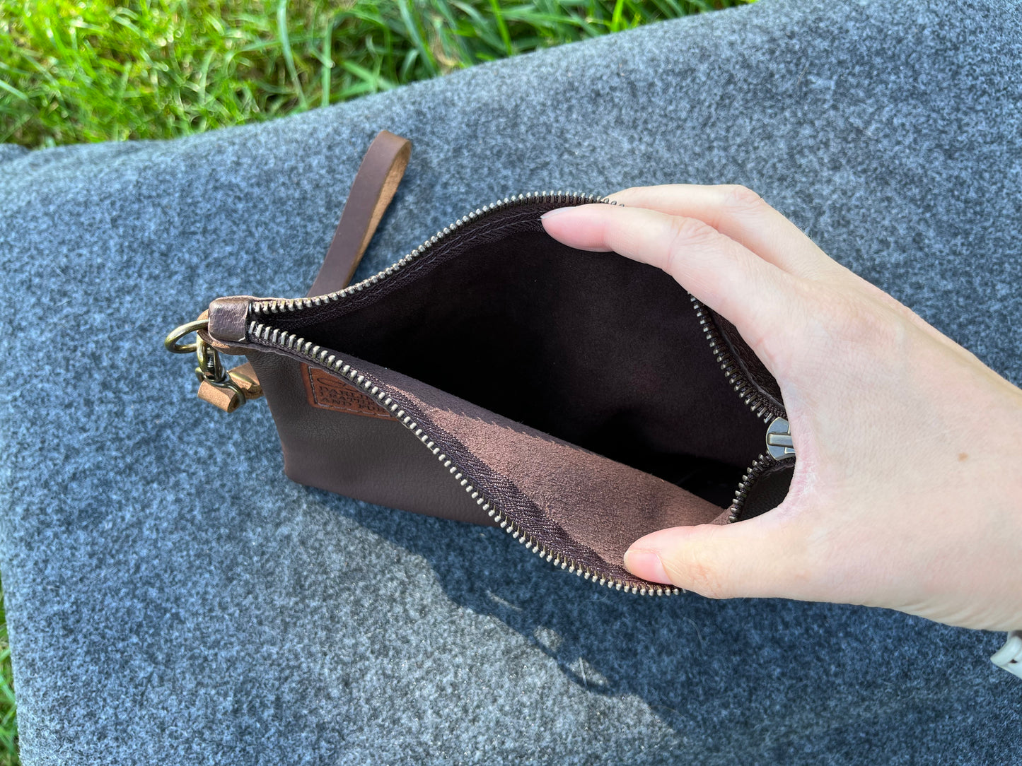 Crossbody Wristlet Purse - Buckskin with Beavertail Accent