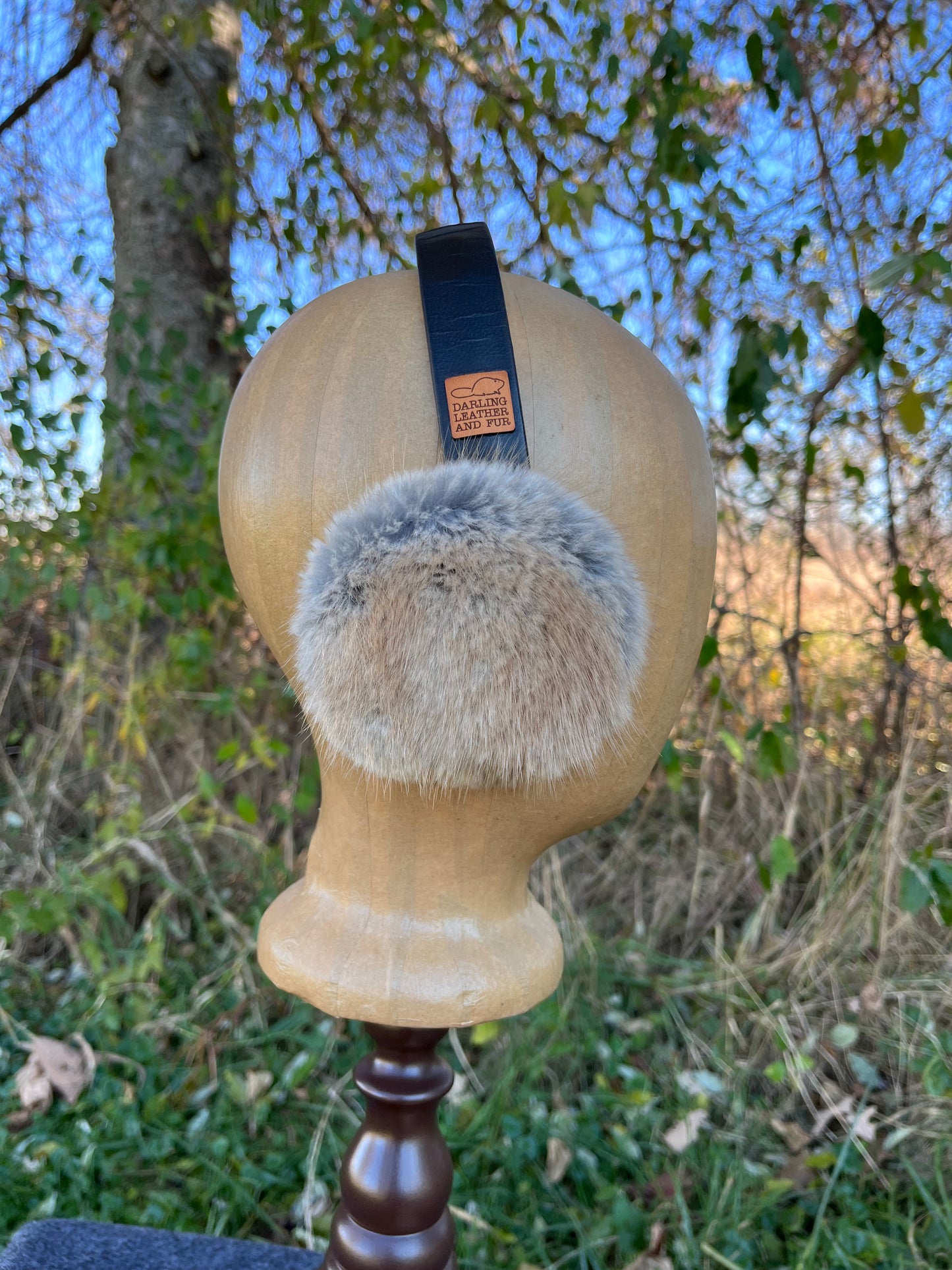 Muskrat fur (Belly fur) Earmuffs lined with Plucked & Sheared Beaver fur