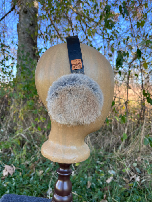 Muskrat fur (Belly fur) Earmuffs lined with Plucked & Sheared Beaver fur