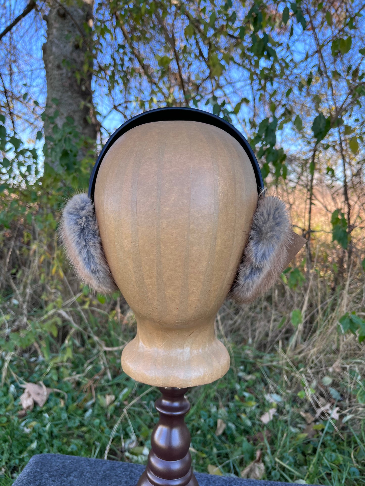 Muskrat fur (Belly fur) Earmuffs lined with Plucked & Sheared Beaver fur