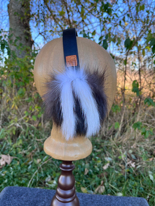 Skunk fur Earmuffs lined with Plucked & Sheared Beaver fur