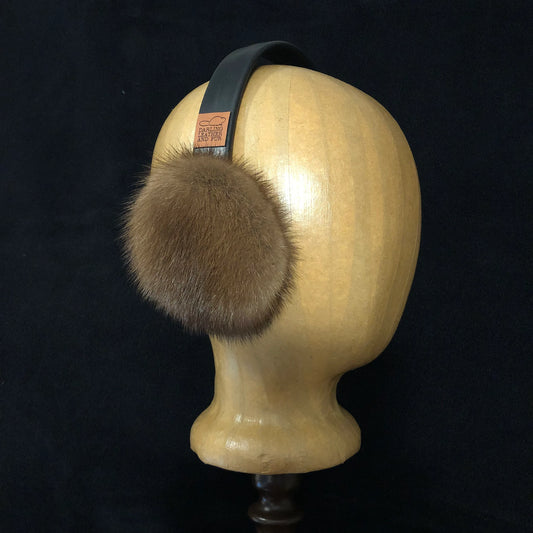 Wild Mink fur Earmuffs lined with Plucked & Sheared Beaver fur