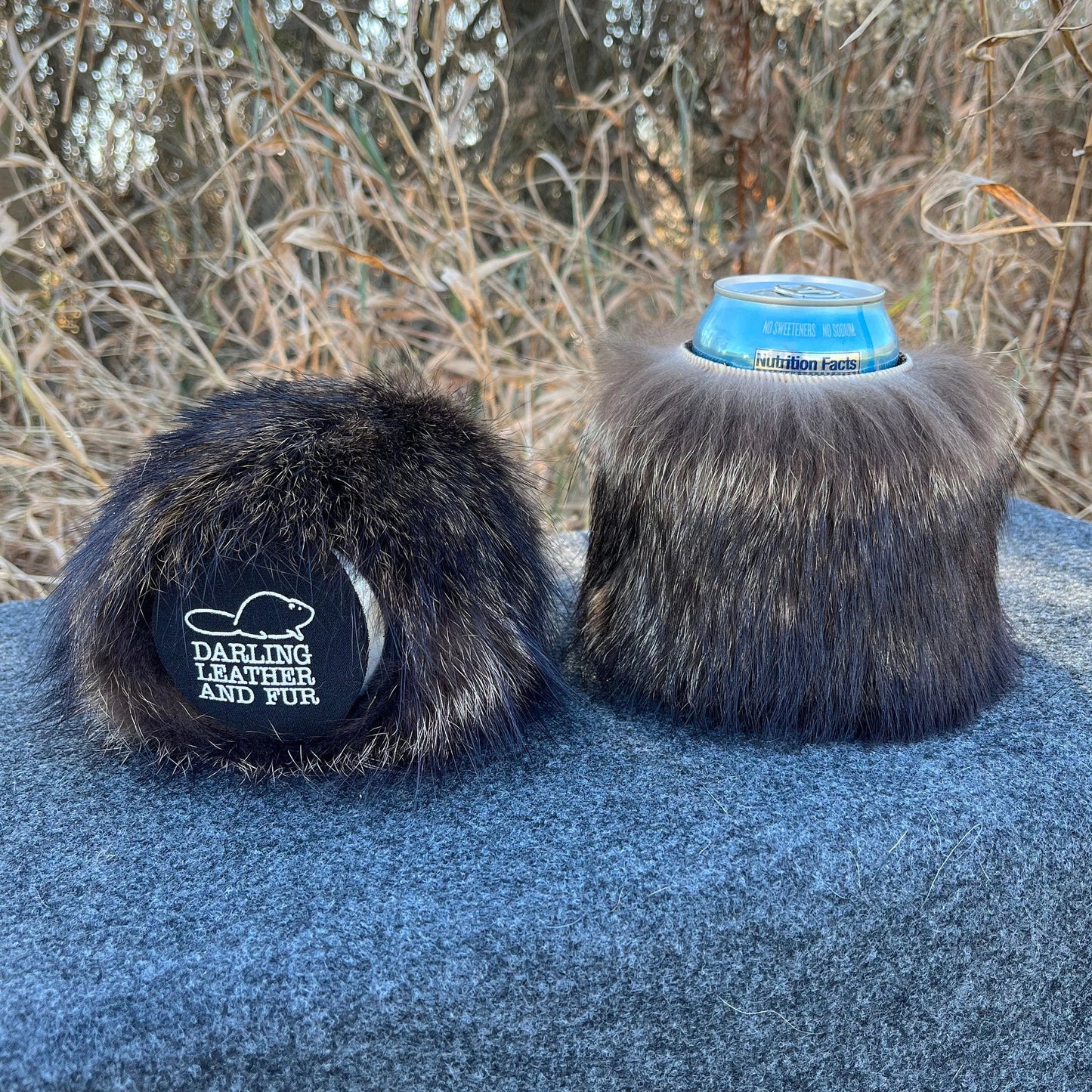 Raccoon fur Can Cooler