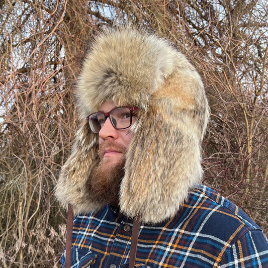 Full Fur Coyote Bomber Hat