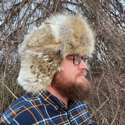 Full Fur Coyote Bomber Hat