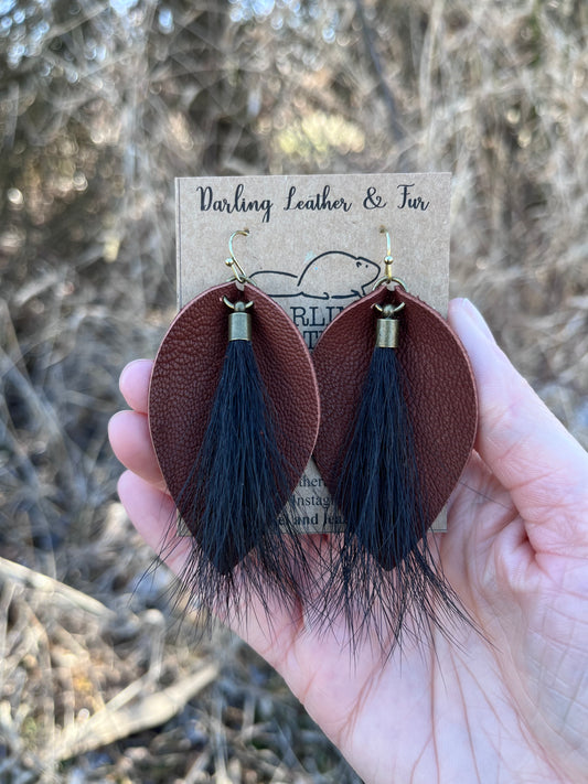 Black Bear and Buckskin Earrings - long