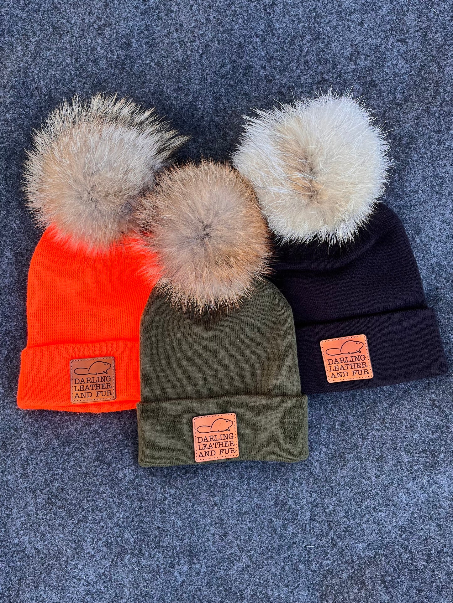 Cuff Beanie Hat - Coyote Pom