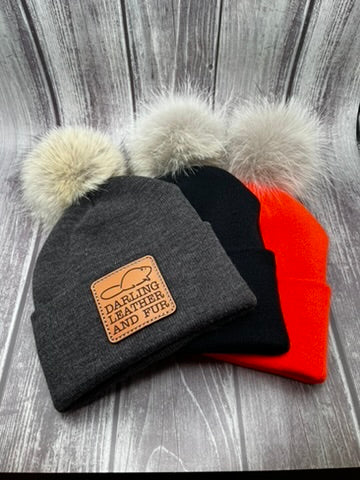 Cuff Beanie Hat - Coyote Pom