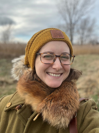 Slouchy Beanie Hat - Coyote Pom