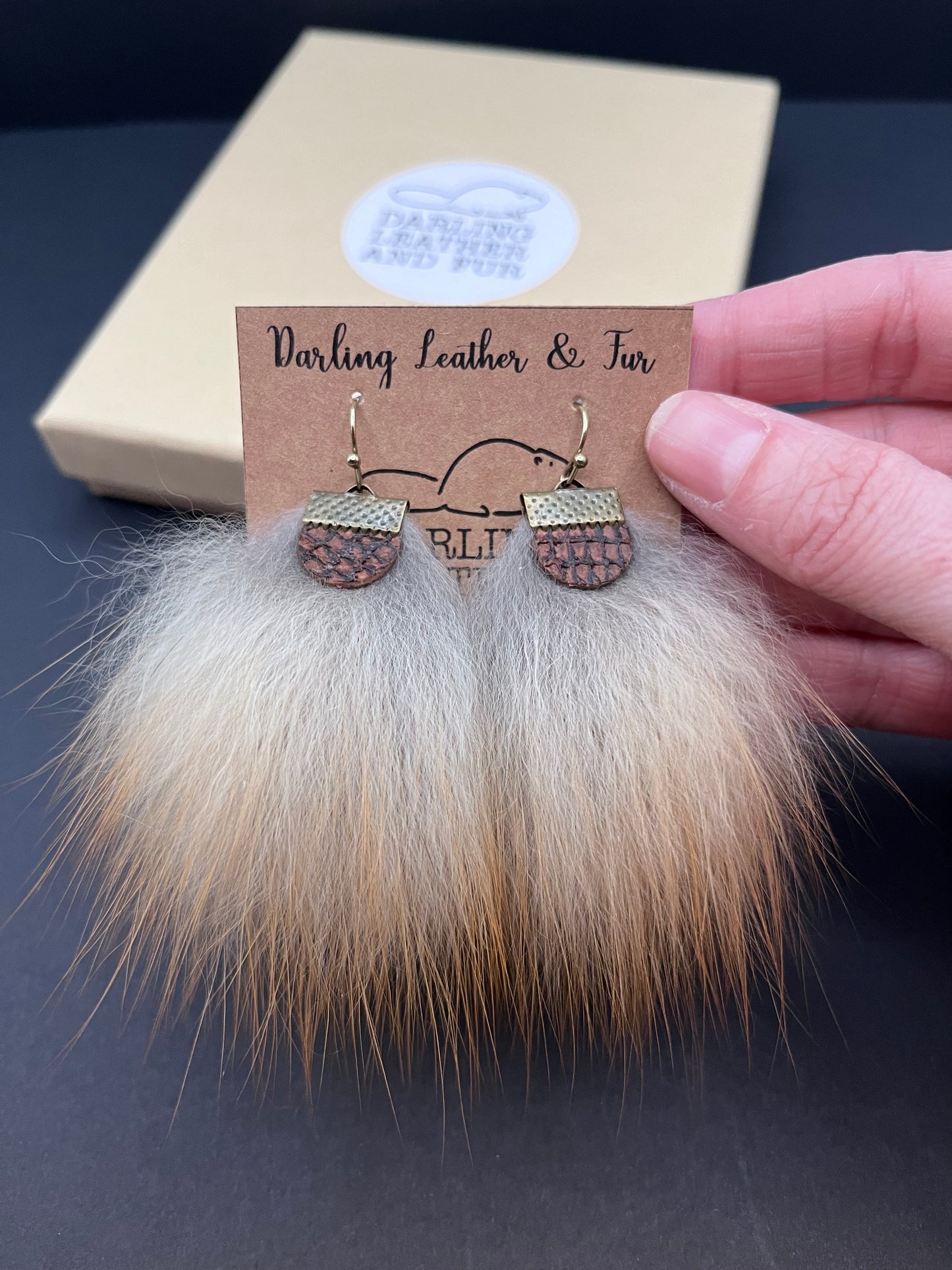 Red Fox and Walleye Leather Earrings