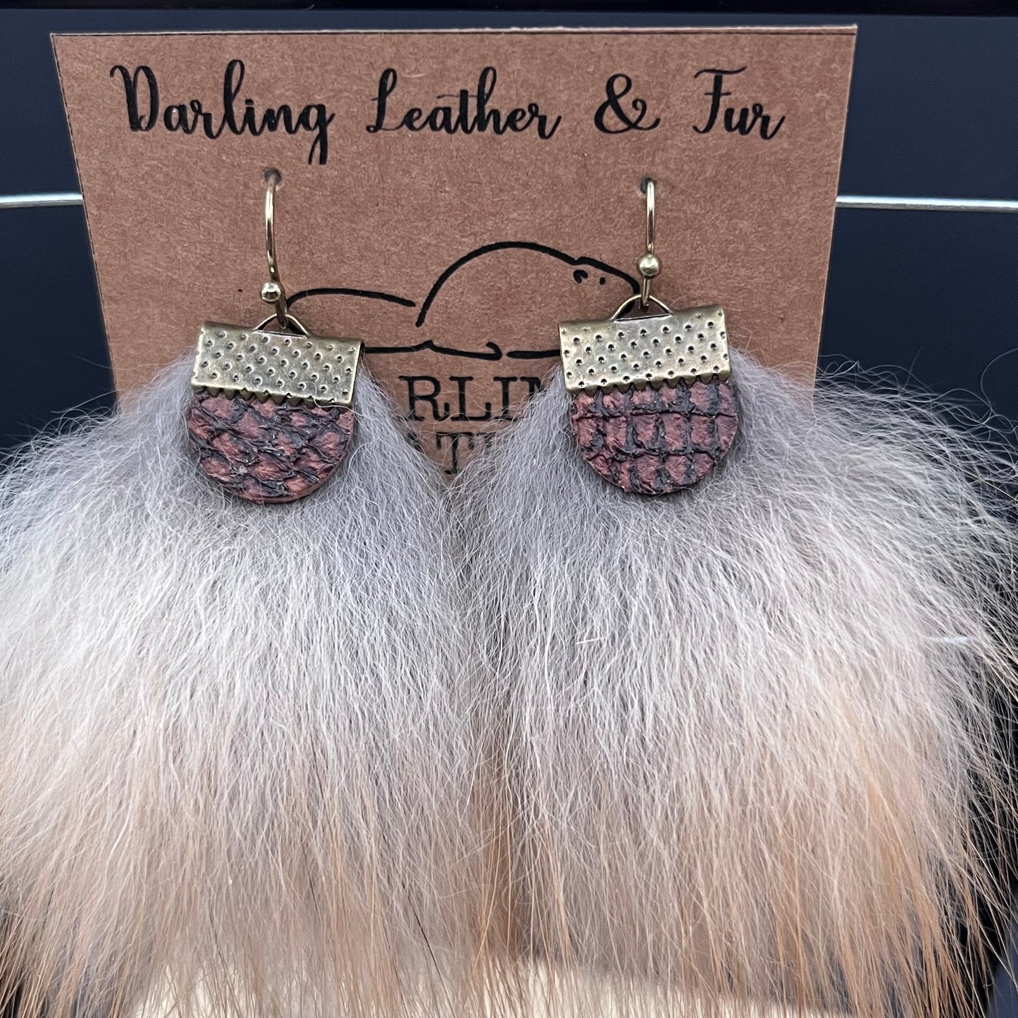 Red Fox and Walleye Leather Earrings