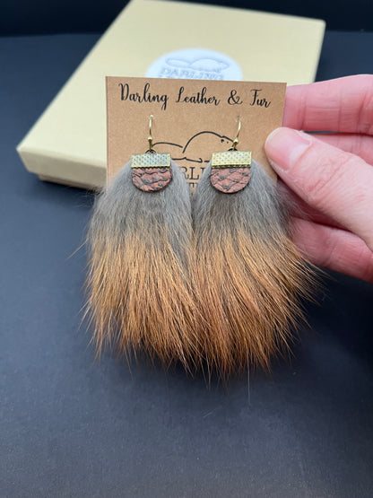 Red Fox and Walleye Leather Earrings