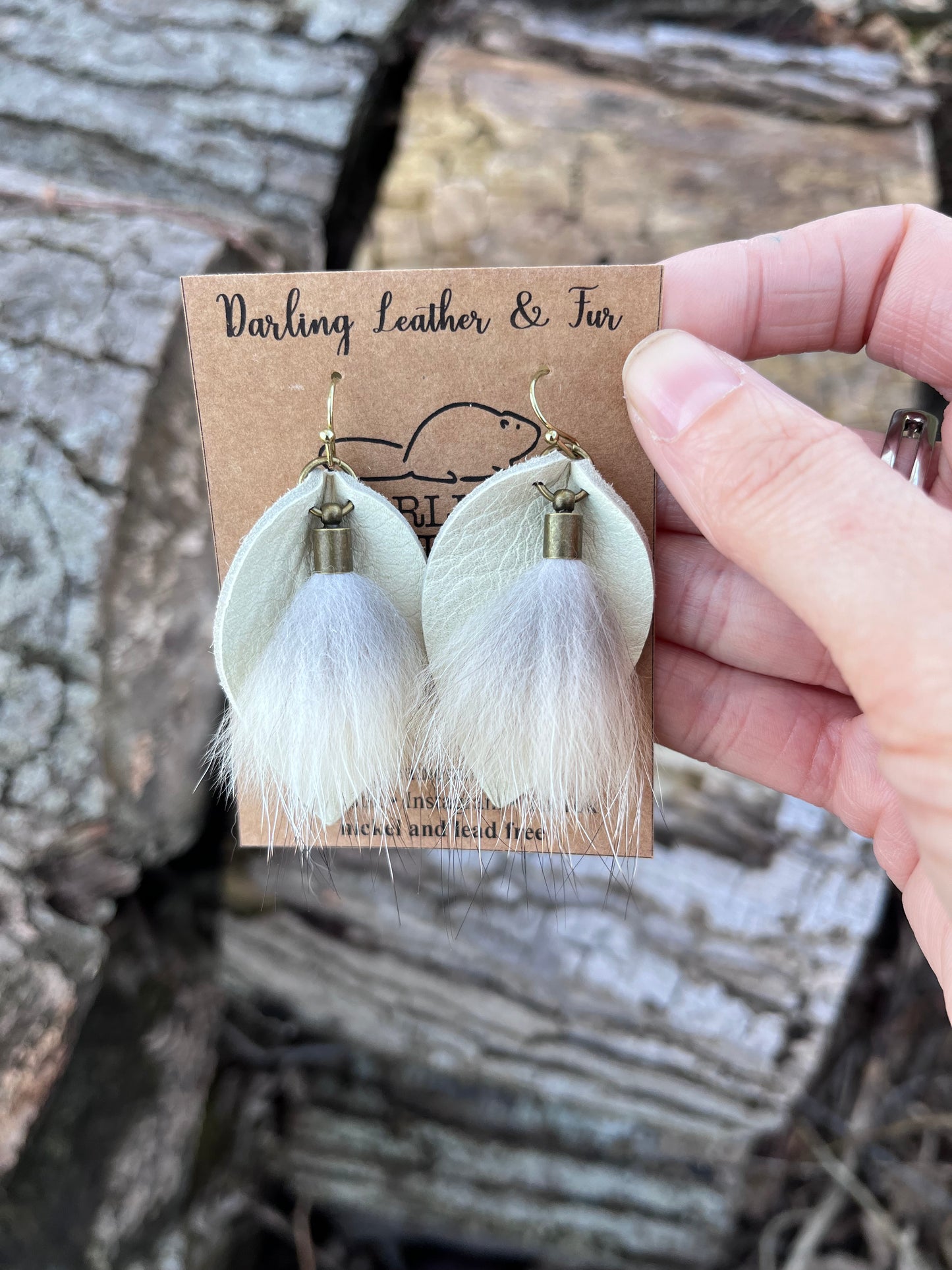 Fur and Buckskin Earrings - short