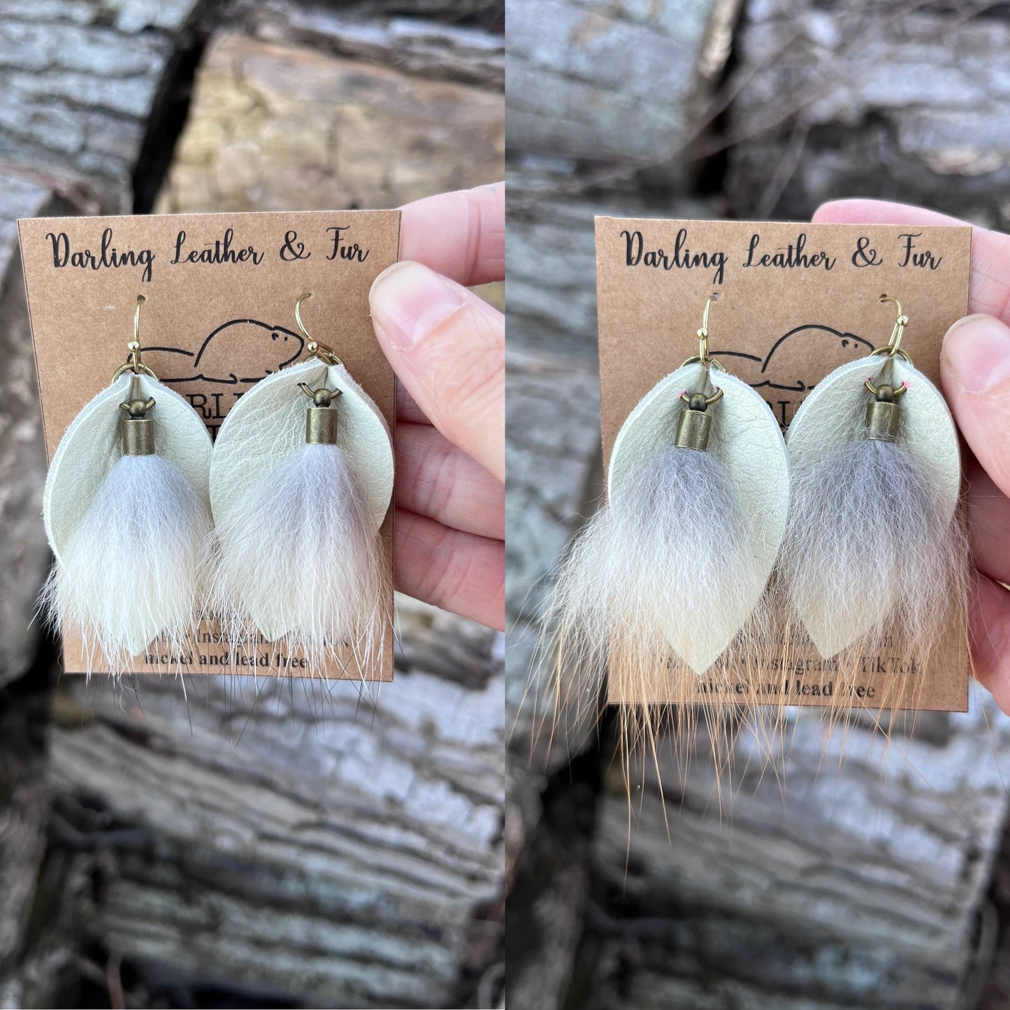 Fur and Buckskin Earrings - short