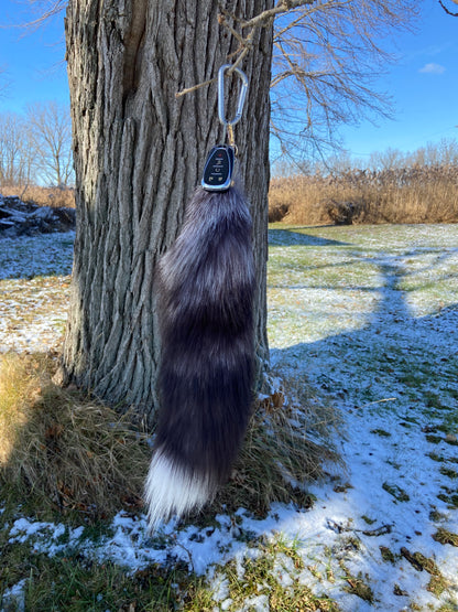 Silver Fox Tail Keychain