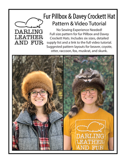 *PRINTED PATTERN* Fur Pillbox & Davey Crockett Pattern & Video Tutorial