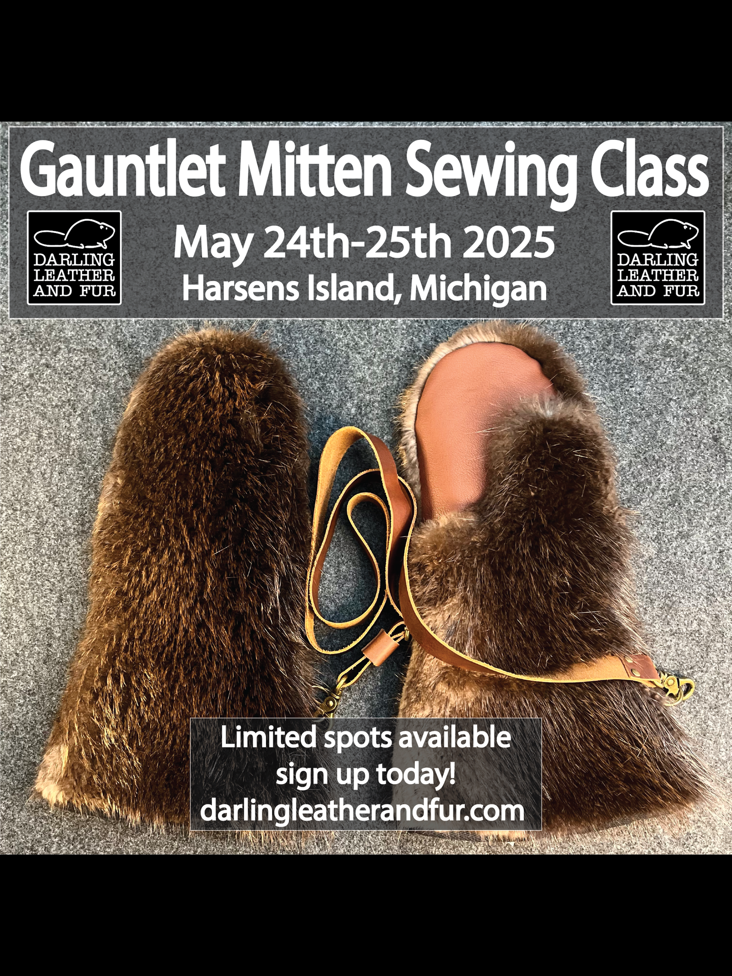 Fur Gauntlet Mitten Sewing Class - In Person 2 Days Long