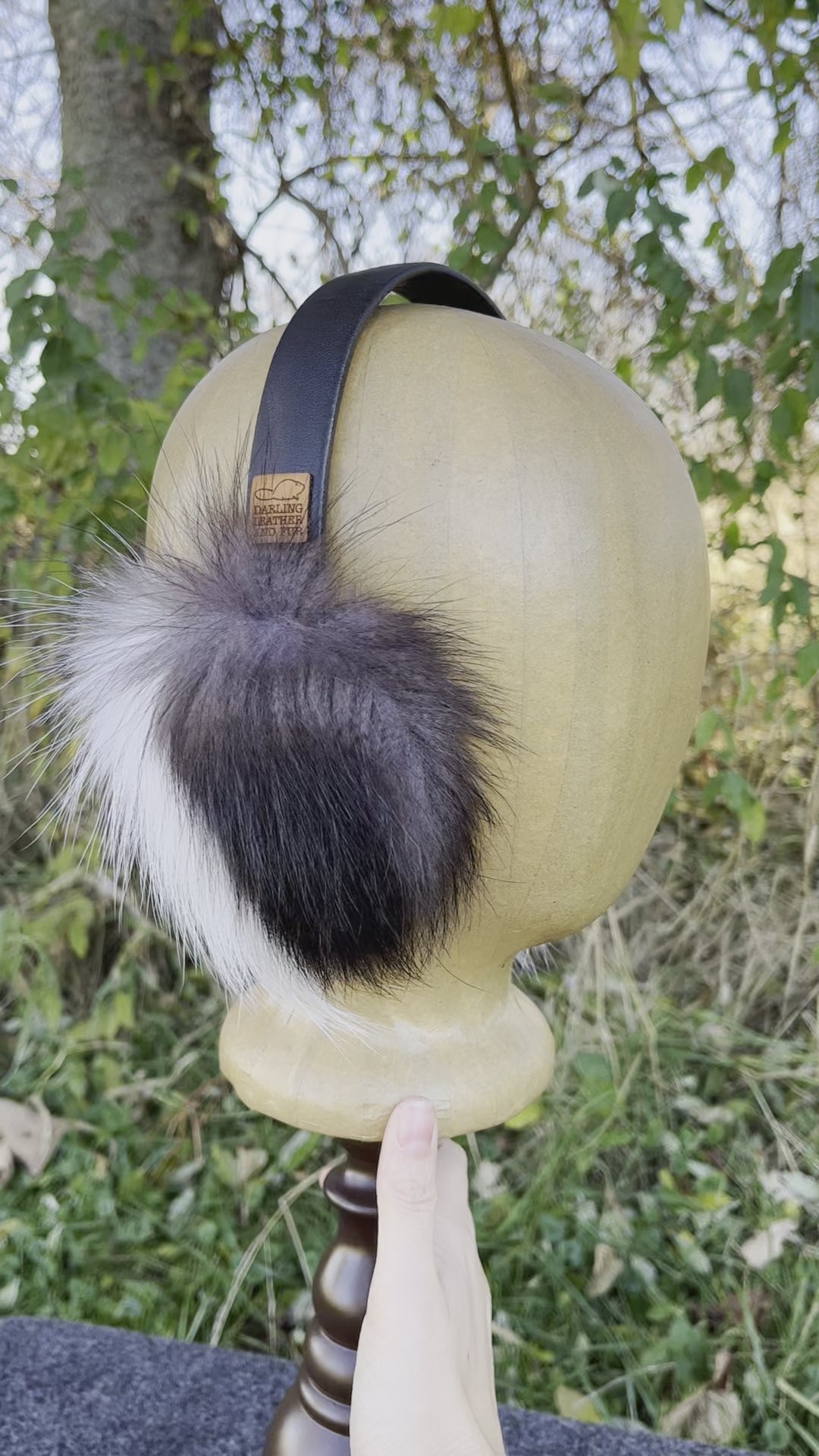 Skunk fur Earmuffs lined with Plucked & Sheared Beaver fur