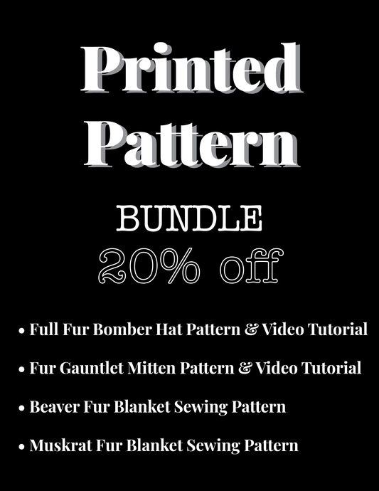 PRINTED PATTERN Bundle: Hat, Mittens, Beaver Blanket, Muskrat Blanket