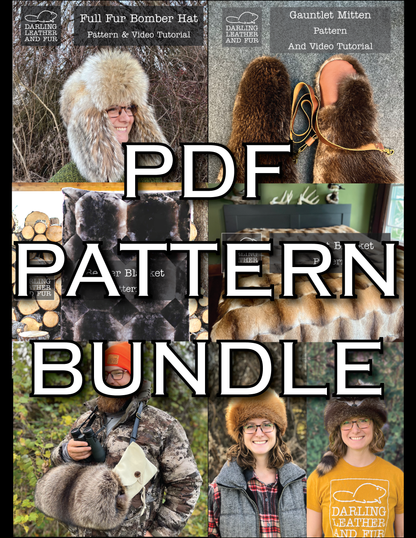 PDF Digital Patterns: Bomber Hat, Hunting Muff, Mittens, Pillbox & Davey Crockett, Beaver Blanket, Muskrat Blanket