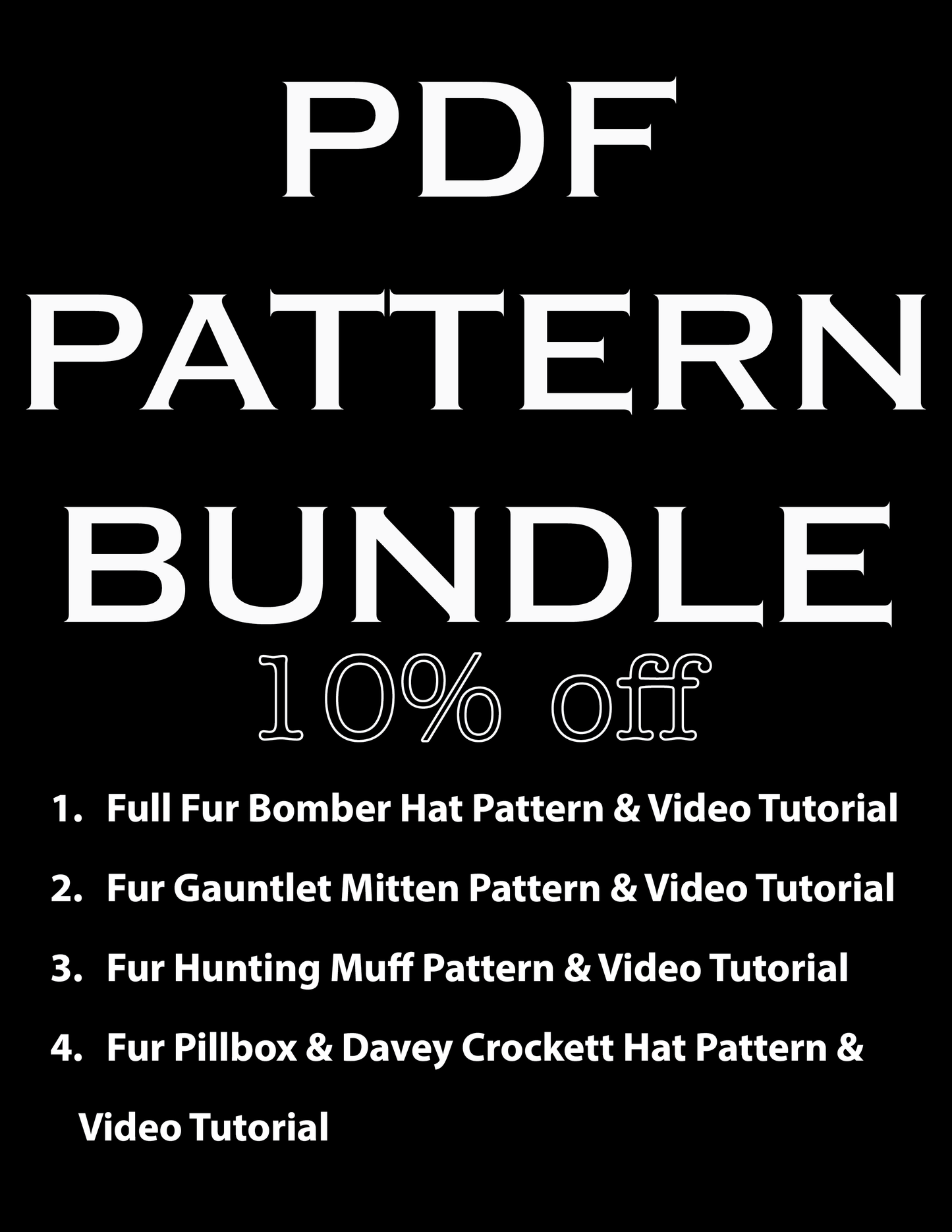 PDF Digital Pattern Bundle: Bomber Hat, Hunting Muff, Mittens, Pillbox & Davey Crockett Hat