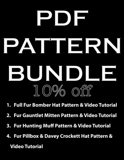 PDF Digital Pattern Bundle: Bomber Hat, Hunting Muff, Mittens, Pillbox & Davey Crockett Hat